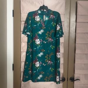 Emerald Green Floral  Dress
